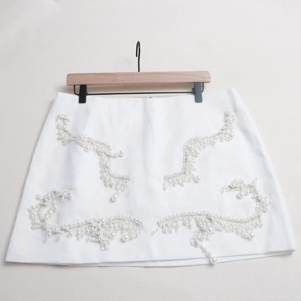 H&M Embellished Beading Linen Skirt Size 14